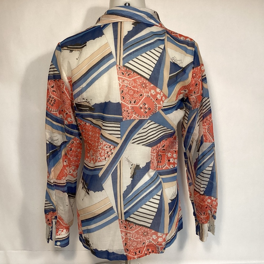 Fire Islander vintage sheer blouse with nautical design Womens size 11/12. - Picture 4 of 11